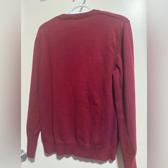 7 For All Mankind Sweater Mens Small-Med Red Pullover Crewneck Lightweight Knit - Picture 3 of 8